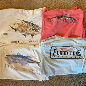 4 Pack Flood Tide Co Fishing/Casual T shirts (Adult small- great deal)
